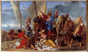 Zázračný hřích, který Ježíš vzkřísil, říká apoštolovi nejlepší místo pro hřích. Obraz Jeana Jouveneta (1644-1717) 1706 ne. 3,92 x 6,64 m