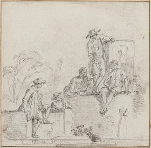 Postavy sedící kolem fontány od Jean-Baptiste Lallemand