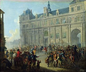 Atentát na Jacquese de Flesselles na schodech radnice 14. července 1789