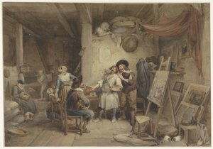 Adriaen Brouwer se svým studentem J. van Craesbeekem od Jean Baptiste Madou