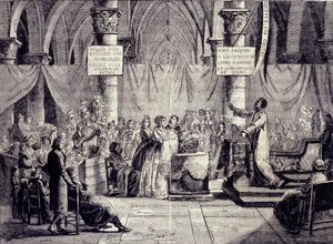 Křest členů sekty Theophilantropy mezi 1796 a 1800.