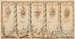 Kresba, projekt tapiserie věnované zemědělskému životu, 1780-95 od Jean Baptiste Marie Huet