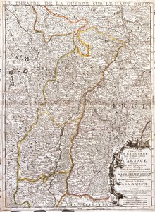 Mapa Alsaska (Francie) (rytina od Jean Baptiste Nolin