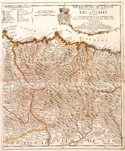 Mapa Asturie (Španělsko) (rytina od Jean Baptiste Nolin