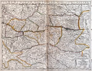 Mapa Rakouska (rytina od Jean Baptiste Nolin