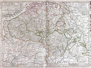 Mapa Belgie (rytina od Jean Baptiste Nolin
