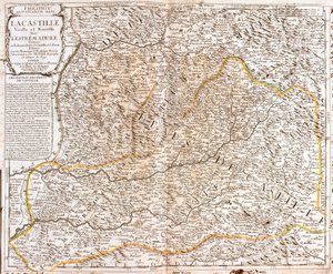 Mapa Kastilie (Španělsko) (rytina od Jean Baptiste Nolin