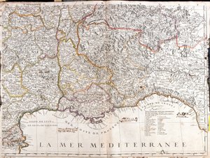 Mapa Dauphine a Provence (Francie) (rytina od Jean Baptiste Nolin