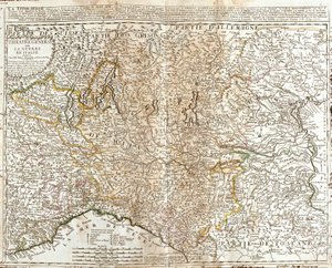Mapa Lombardie (Itálie) (rytina od Jean Baptiste Nolin