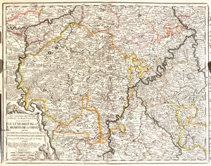 Mapa Lucemburska a diecéze Treves (Německo) (rytina od Jean Baptiste Nolin