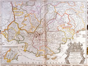 Mapa Provence (Francie) (rytina od Jean Baptiste Nolin