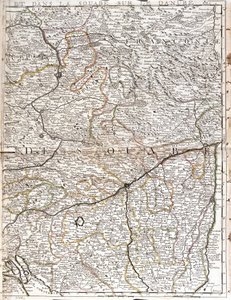Mapa Švábska (Německo) (rytina od Jean Baptiste Nolin