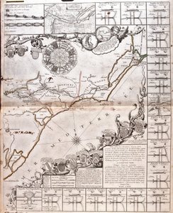 Mapa Canal du Midi s akvadukty (rytina od Jean Baptiste Nolin