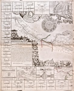 Mapa Canal du Midi s akvadukty (rytina od Jean Baptiste Nolin