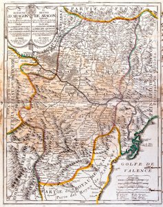 Mapa Aragonského království (Španělsko) (rytina od Jean Baptiste Nolin