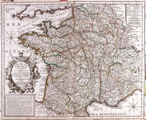 Mapa Francouzského království (rytina od Jean Baptiste Nolin