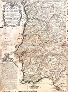 Mapa Portugalského království (rytina od Jean Baptiste Nolin