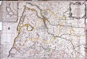 Mapa oblasti kolem Bordeaux (Francie) (rytina od Jean Baptiste Nolin