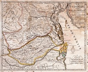Mapa oblasti Padovy a Polesine (Itálie) (rytina od Jean Baptiste Nolin