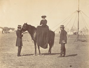 [Lady Canning na svém černém Arabovi a lord Clyde, vrchní velitel], 1858-61. od Jean Baptiste Oscar Mallitte