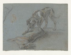 Pes s postřeleným zajícem od Jean Baptiste Oudry (possibly)