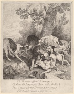 Vlk napadený psy od Jean Baptiste Oudry
