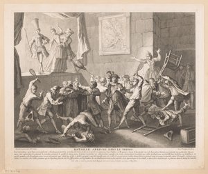 Bojujte v divadle Bataille arrivée dans le tripot (název na objektu) Scény ze Scarronova Roman Comique (název série) od Jean Baptiste Oudry