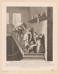 Ragotin se setkal s dvěma dámami v pasti Špatný úspěch, který měla Ragotinova zdvořilost (název na objekt) Scény od Romana Comique van Scarrona (název série) od Jean Baptiste Oudry