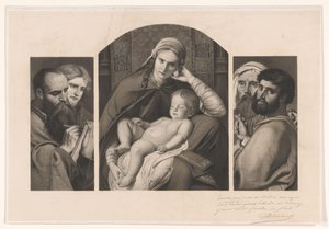 Triptych: Marie s Kristem na klíně a dvě skupiny po dvou apoštolech od Jean Baptiste Pierre Michiels (signed by artist)