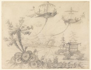 Kresba, Chinoiserie Fantasy, 1770-90 od Jean Baptiste Pillement