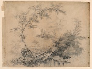 Kresba, Chinoiserie Fantasy, asi 1780 od Jean Baptiste Pillement