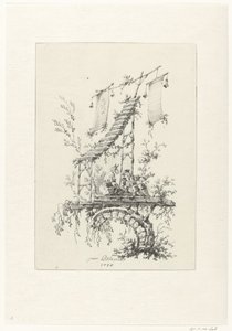 Ornamentální kompozice ve stylu chinoiserie Ornamentální návrhy ve stylu Chinoiserie pro Deuxième Cahier de six Baraques Chinoises (název série) od Jean Baptiste Pillement