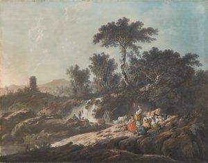 Pastýři odpočívající u potoka od Jean Baptiste Pillement