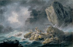 Bouře a vraky lodí od Jean Baptiste Pillement