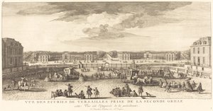 Pohled na stáje ve Versailles z druhé brány