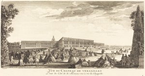 Pohled na palác ve Versailles Snímek ze strany terasy naproti kapli