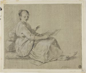 Bosá žena sedící na zemi od Jean-Baptiste Simeon Chardin