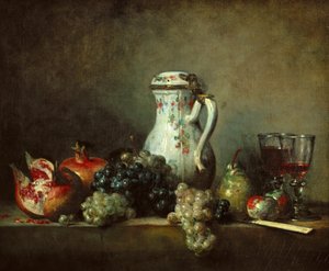 Hrozny a granátová jablka od Jean Baptiste Simeon Chardin