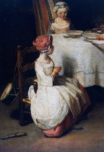 Le Benedicte, kolem 1740, detail (olej na plátně) od Jean Baptiste Simeon Chardin