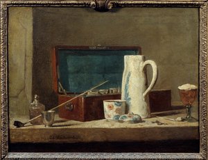 Dýmky a váza na pití nebo kouření Obraz Jean Baptiste Simeon Chardin (1699-1779) 18. století Sun. 0,32 x 0,42 m. Paříž. muzeum Louvre od Jean Baptiste Simeon Chardin