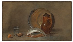 Zátiší s rybami a měděným hrncem od Jean Baptiste Simeon Chardin
