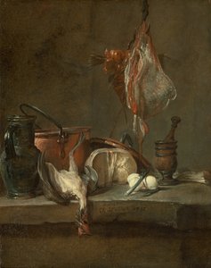 Zátiší s paprskem a košíkem cibule, 1731