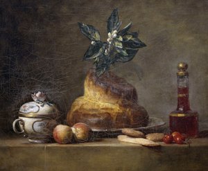 Zátiší s brioškou od Jean Baptiste Simeon Chardin