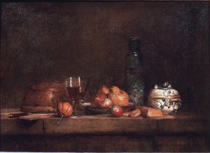 Sklenice oliv - Olej na plátně od Jean Baptiste Simeon Chardin