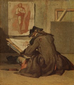 Kresba mladého studenta (olej na dubu) od Jean Baptiste Simeon Chardin