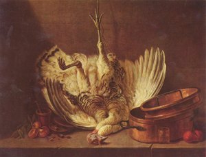Zátiší s visícím krocanem od Jean-Baptiste Simeon Chardin