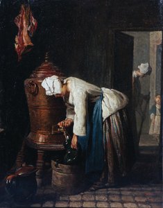 Žena čerpající vodu v cisterně od Jean-Baptiste Simeon Chardin