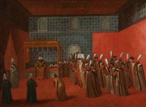 Velvyslanec Cornelis Calkoen na audienci u sultána Ahmeda III Velvyslanec Cornelis Calkoen na audienci u sultána Ahmeda III., 14. září 1727 od Jean Baptiste Vanmour