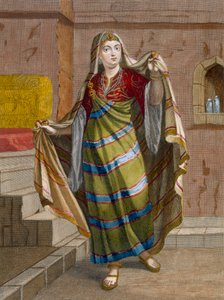 Afričanka, deska 96 ze „Sbírky jednoho sta tisků představujících různé národy Levanty“ od Charlese de Ferriola, ryl Gerard Scotin (1671-1716), 1707-08 (kolor. od Jean Baptiste Vanmour