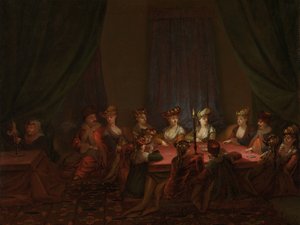 Skupina Arménů hracích karet Arménská společnost v karetní hře od Jean Baptiste Vanmour
